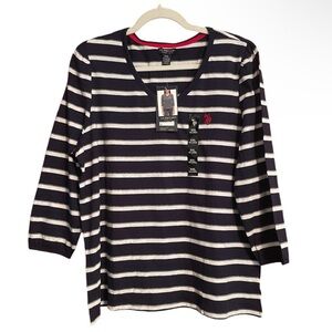 U.S. Polo Assn. Navy and White Striped Shirt
